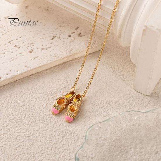Delicate Ballet Pendant Shoes Necklace, Elegant Ballerina Dainty Lightweight Charm Necklace Dancer Stylish Jewelry for Women Girls