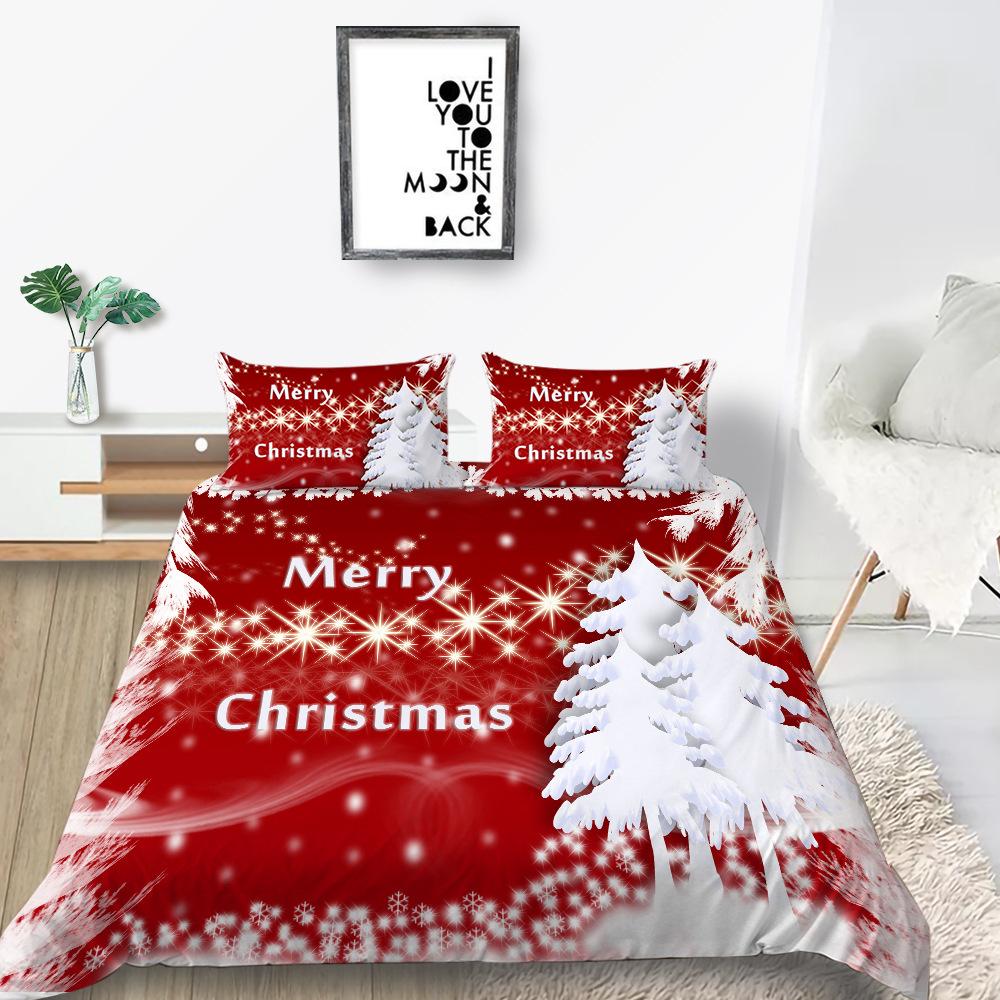 Quilt Cover Pillowcase Two Or Three-Piece Christmas Gift Series Polyester 3D Digital Printing