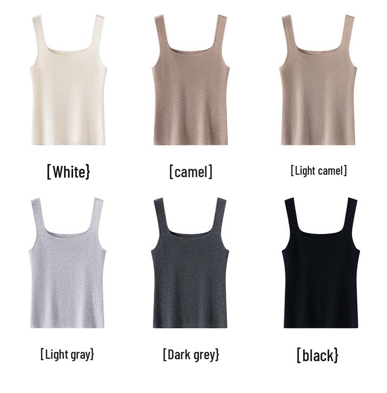 Women's French Retro Wool Knit Square Neck Sleeveless Vest Camisole