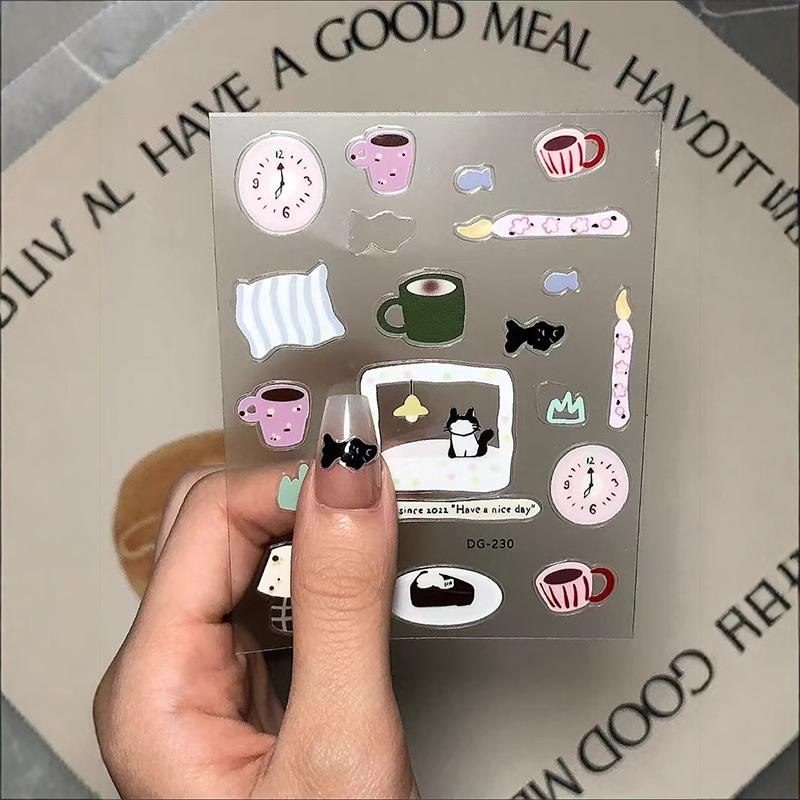 1 Blatt 3D Epoxidharz Transparente Aufkleber Ins Niedliche Schwarze Katze Cartoon Gelee Aufkleber Dekoration Für DIY Handyhüllen Laptop Tablet