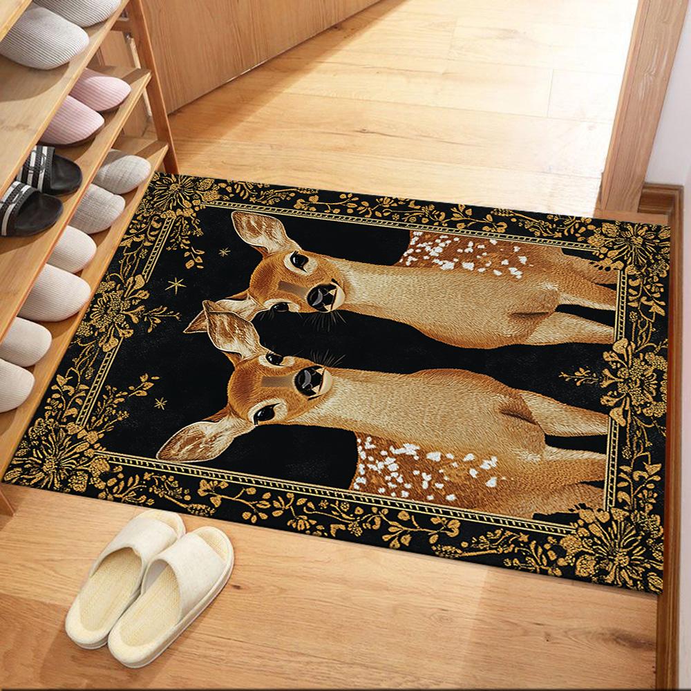 Deer Floor Rug Office Rug Design for Foyer Decorate Room Living Rooms Entryway Anti-slip Rug Office Home Decor Birthday/Christmas Gift