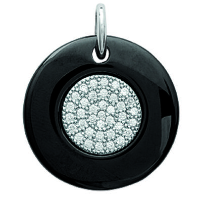 [L5745] - Anhänger Silber 'Sissi' schwarz (Keramik) rhodiniert - 20 mm