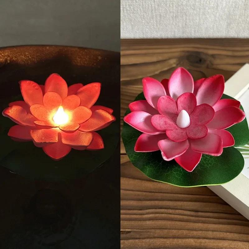 LED Lotus Night Lamp Floating Water Sensor Flower Lamps Garden Fish Tank Decor Festive Party Accessories Wishing Lotus Light