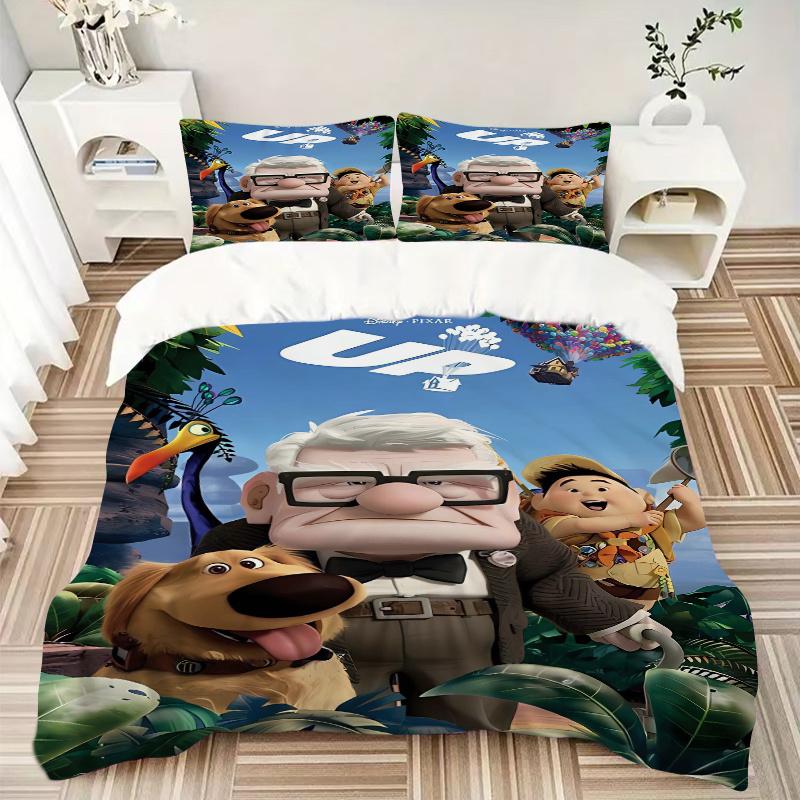 3pcs Disney Pixar Up Adventure Printed Quilt Set, Soft and Comfortable Quilt Cover for Bedroom, Guest Room and Dormitory Decorative Bedding