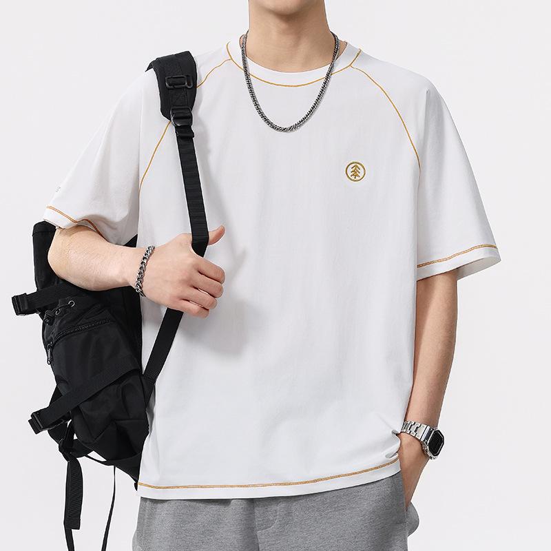 

Летняя тонкая футболка в американском ретро-стиле с круглым вырезом, мужская футболка с круглым вырезом, с короткими рукавами 4XL