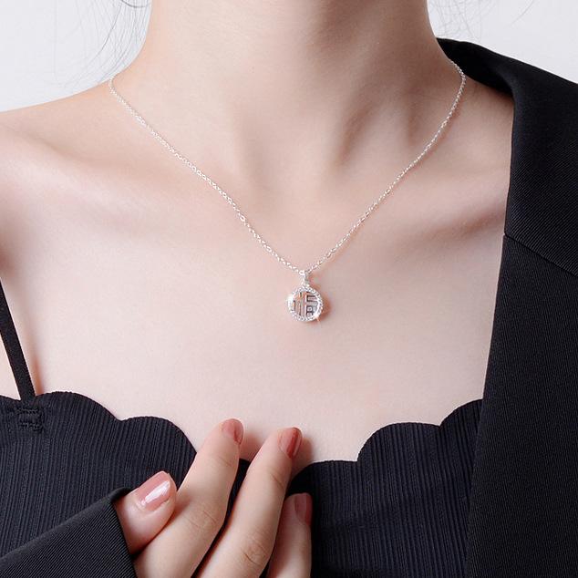 New Chinese style Fu character necklace women's light luxury niche small round brand pendant collarbone chain jewelry birthday gift