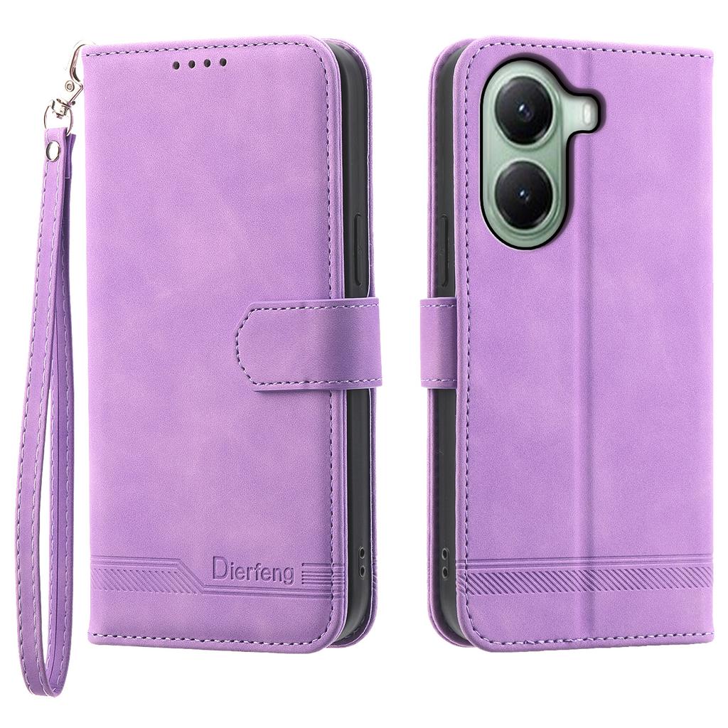 DIERFENG DF-03 For Xiaomi Poco X7 Pro 5G/Redmi Turbo 4 5G Leather Case Lines Imprint Wallet Phone Cover