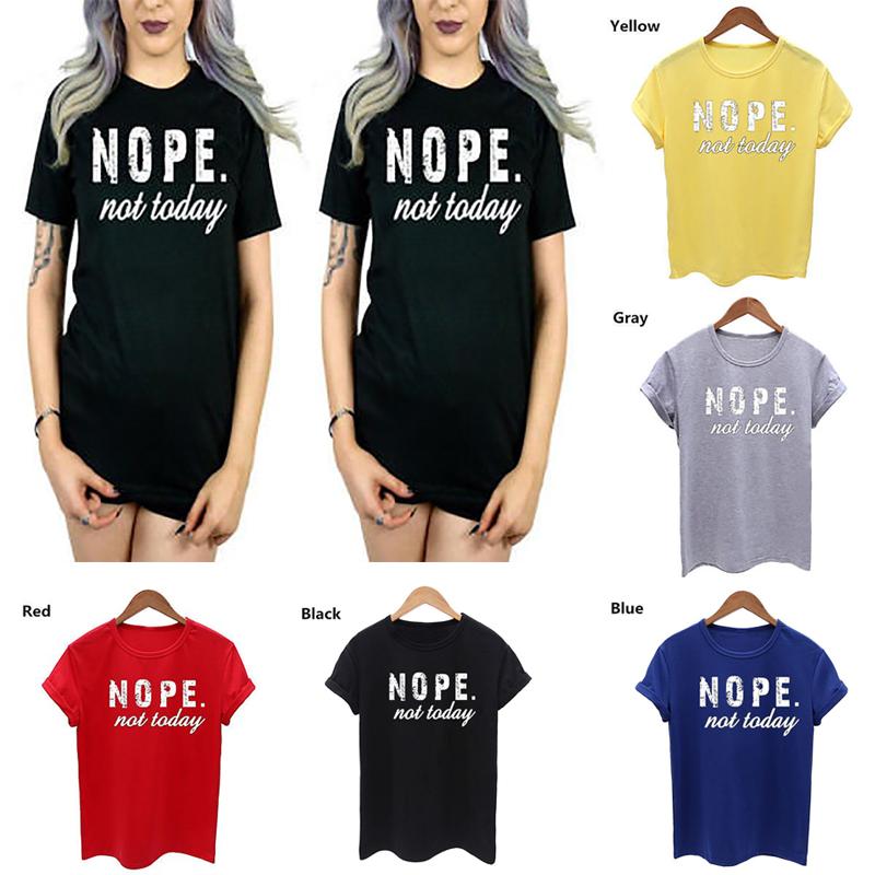 Ikke i dag Nei Dame T-skjorte Kort Ermet Rund Hals Casual Løse Overdeler Dame