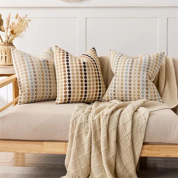 1Pc Modern Nordic Polka Dot Throw Pillow Cover Lightweight Luxury Woven Cushion for Living Room Cojines Decorativos Para Sofá