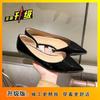 Korean version of sexy side air inner height increase pointed shoes temperament commuting shallow mouth flat bottom patent leather single shoes 2025 s