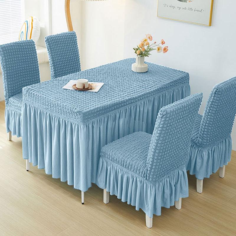 60*120CM 3D Seersucker Table Cloth With Skirt,Anti-Dust Removable Washable Stretch Table Cover For Living Room Dining Room