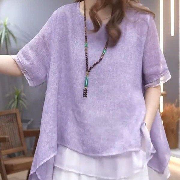 Women Vintage Wide Leg Trousers Suits Casual Patchwork Blouse Pants Sets 2PCS Loose Suit Plus Size