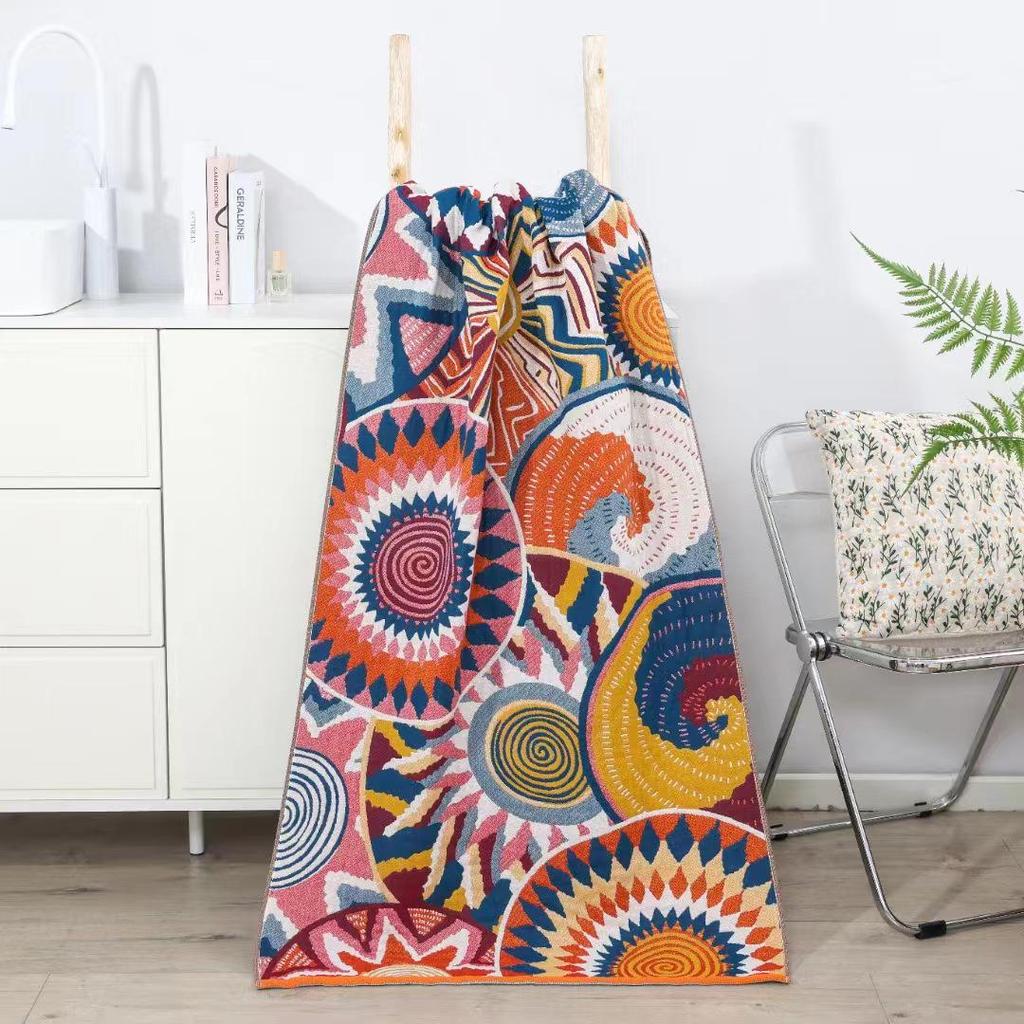 New Soft Ethnic Style Sun God Cotton Bath Towel - Skin-friendly & Absorbent