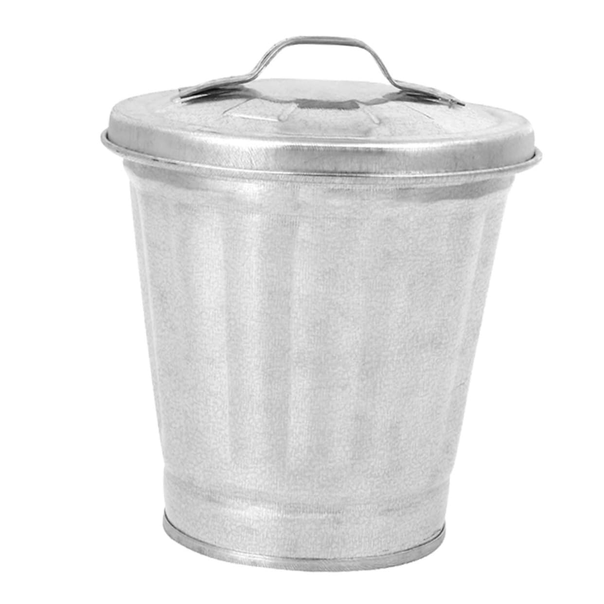 Silver Mini Galvanized Trash Can with Lid Mini Tabletop Wastebasket Trash Can with Mini Metal Rubbish Bin Flower Pot Pen Holde Trash, Wastebaskets