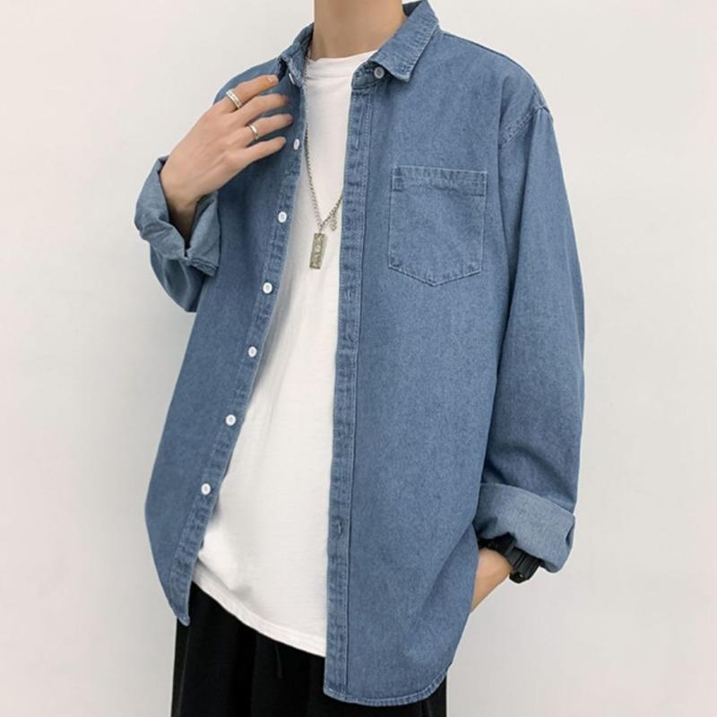 Spring New Men's Loose Long Sleeve Casual Classic Shirt Jacket
