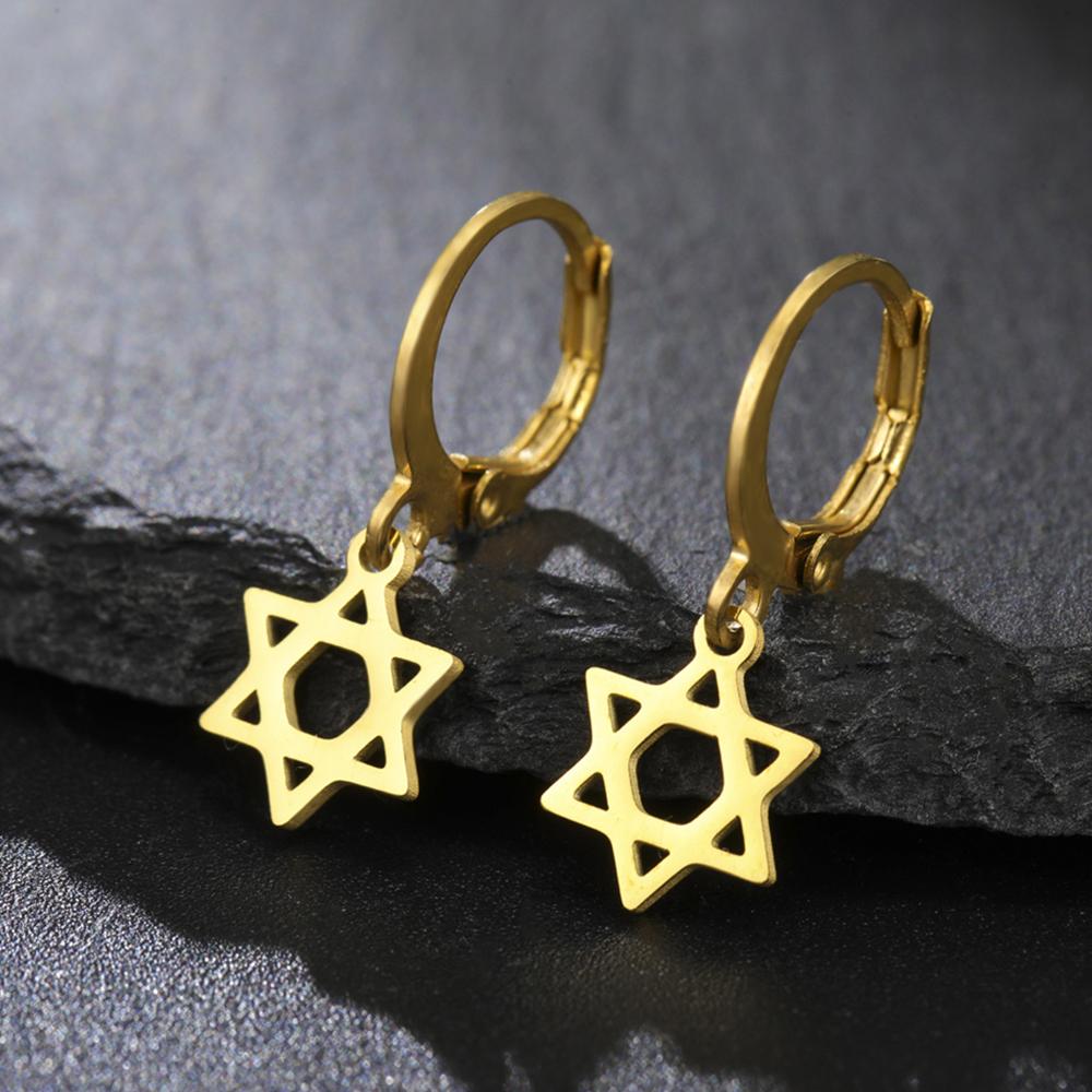 My Shape Davidstern Ohrringe Edelstahl Creolen Sechsspitziger Stern Ohrringe für Damen Herren Modeschmuck Geschenke Neu
