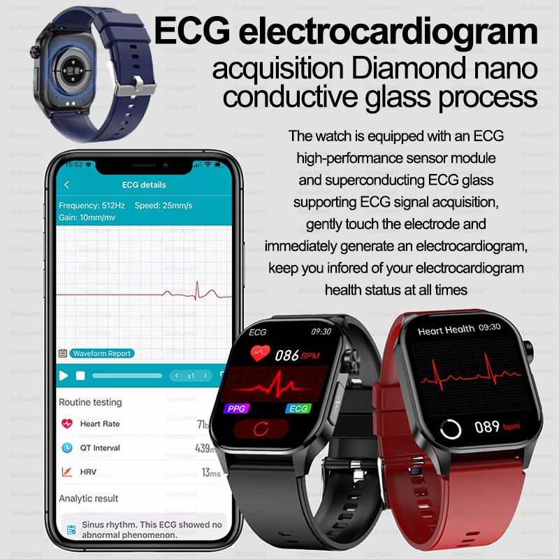 2025 Nowy Smartwatch do Zarządzania Zdrowiem Mężczyźni EKG+PPG Lipid Kwasu Moczowego Monitor Fitness Połączenia Bluetooth Smart Watch