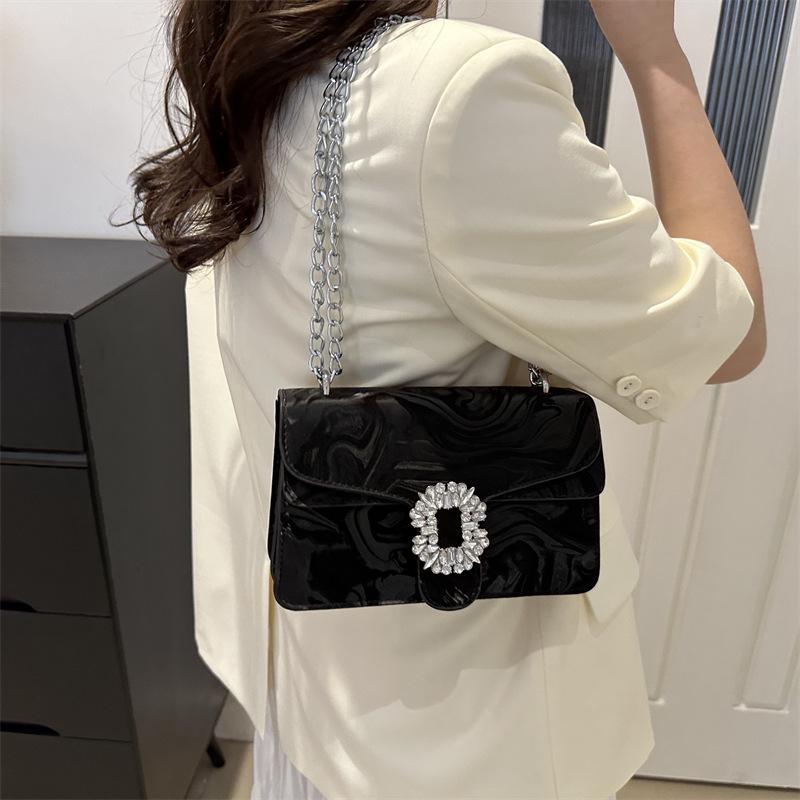 Fashionable Diamond-set Small Square Bag New Style Chinese Style Gem Handbag Women's Bag Fashionable Temperament One-shoulder Crossbody Bag