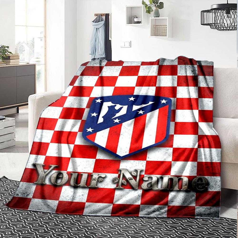 Name Custom Atletico Madrid Print Flannel Blanket High Quality Warm Comfortable Cover for All Seasons Perfect for Gifts Home Decor