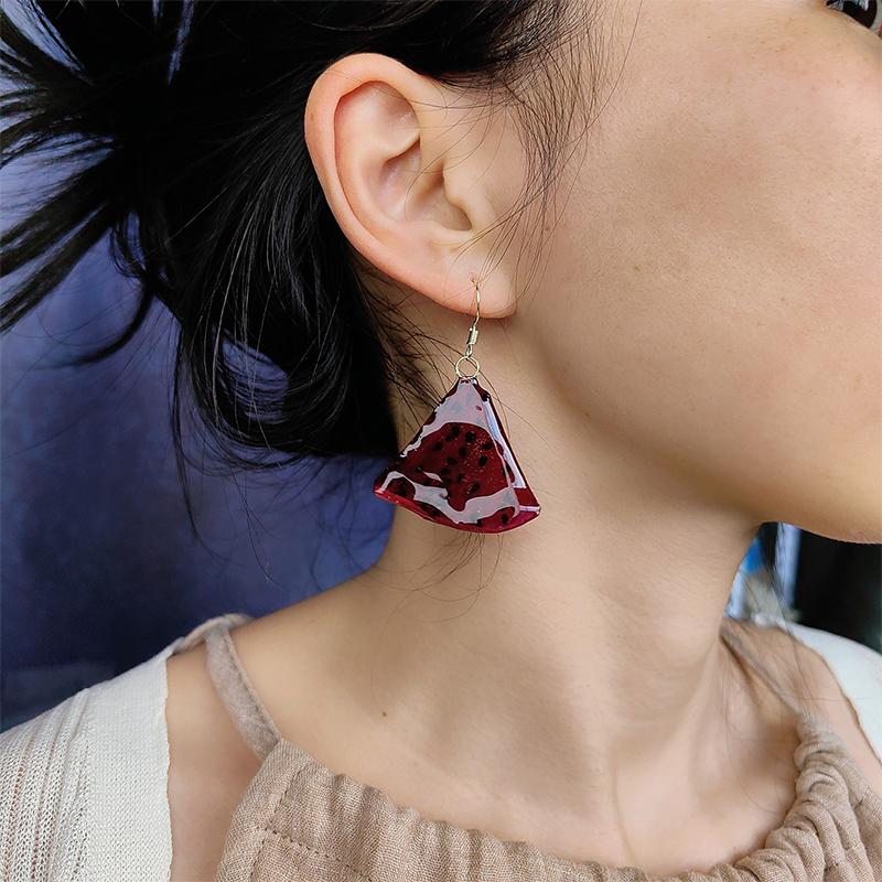 Kiwi Fruit Slice Plant Earrings for Women Epoxy Resin Handmade Dangle Jewelry for Spring and Summer Parties