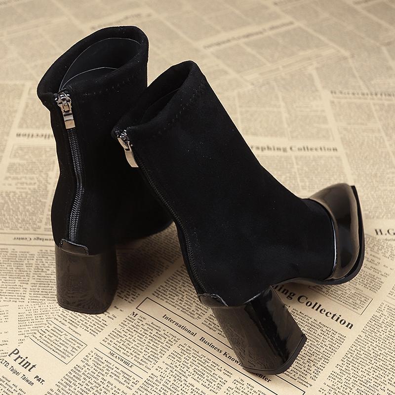 Ankle Boots Women Chunky Mid Heels Suede Shoes Woman Pointed Toe 2024 Trend Winter New Goth Walking Snow Chelsea Botas De Mujer