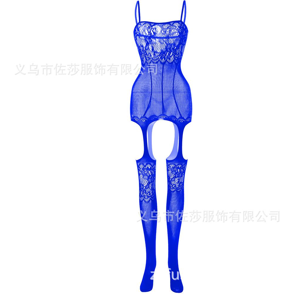 Sexy lingerie women's hollowed-out stockings tight mesh clothes one-piece hanging adjustable shoulder straps