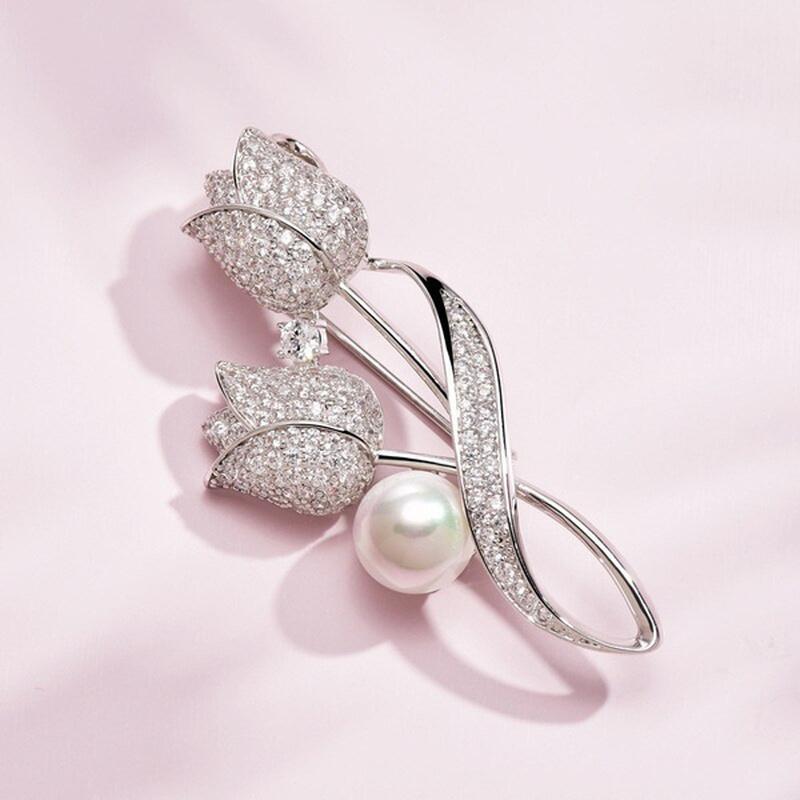 Delicate Tulip Flower Brooch For Women Elegant Suit Brooch Collar Pin Jewelry
