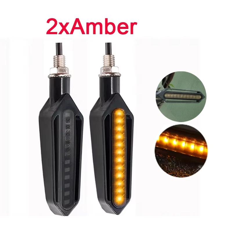 Universal Motorcycle Turn Signals LED Light 12V 10mm Flowing Water 24LED Blinker Light with Built-in Relay Flashing Indicator