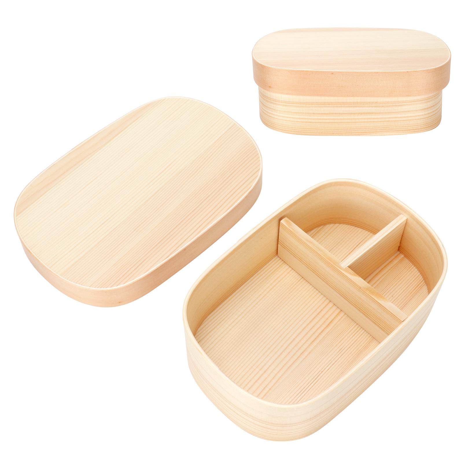 Wooden Lunch Box Portable Food Container Tablewares for   Picnic Camping