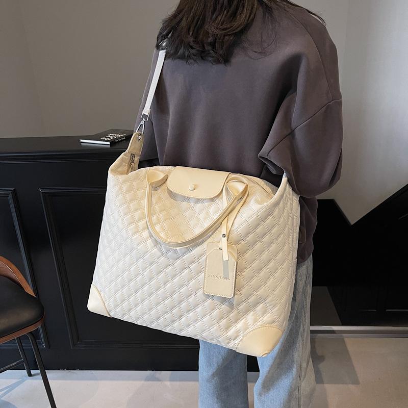 Jmg Bags Women's Khaki Casual Simple Diamond-Shaped Travel Bag Dry And Wet Separation Yoga Bag Can Be Used For Pulling Rod