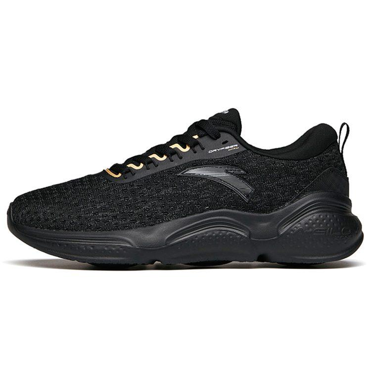 Anta Cushioning Slip Resistant Abrasion Resistant Low Top Running Shoes Men's Black 112145532-2