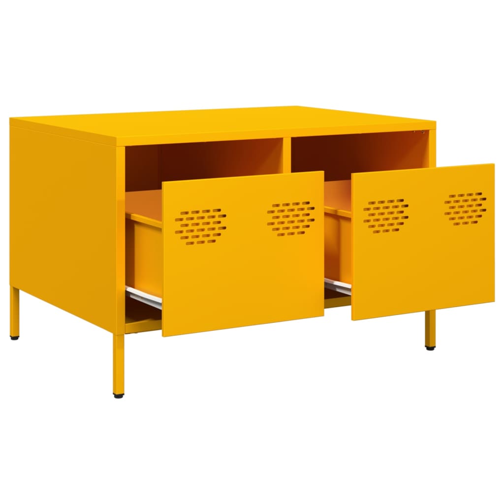 TV Stand Mustard Yellow 68 X 50 X 43.5 Cm Cold Rolled Steel