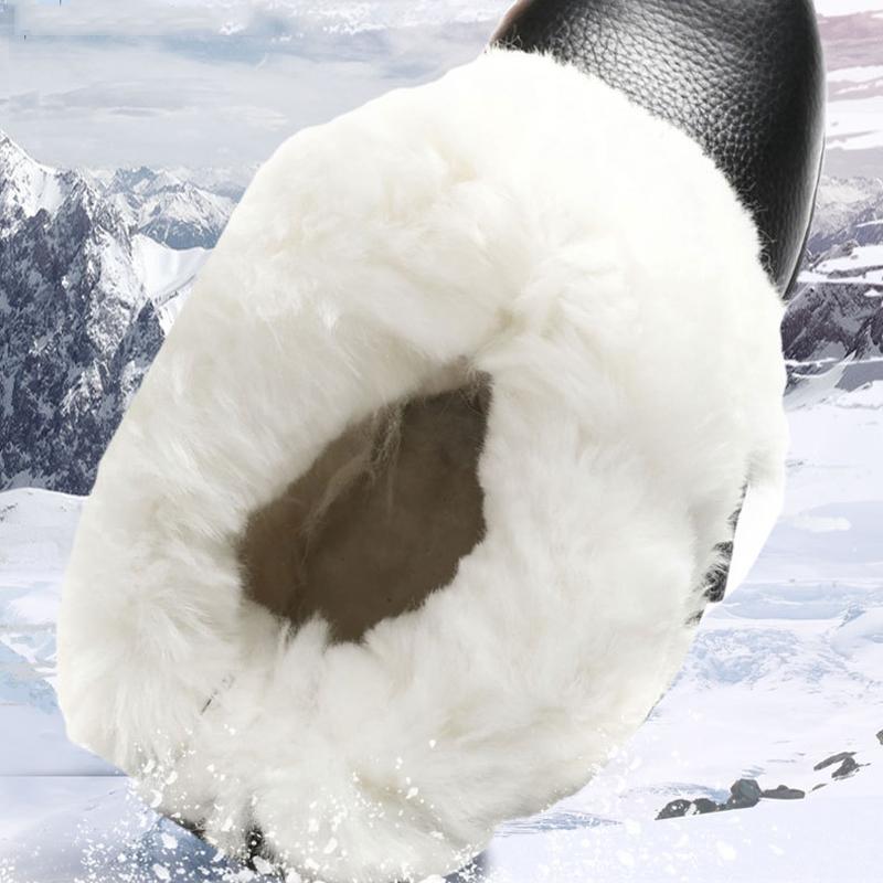Genuine Leather Men'S Boots Warm Plush Wool Snow Boots Waterproof Mid Calf Boots Men Outdoor Western Boots Men Cotton Shoes 2024