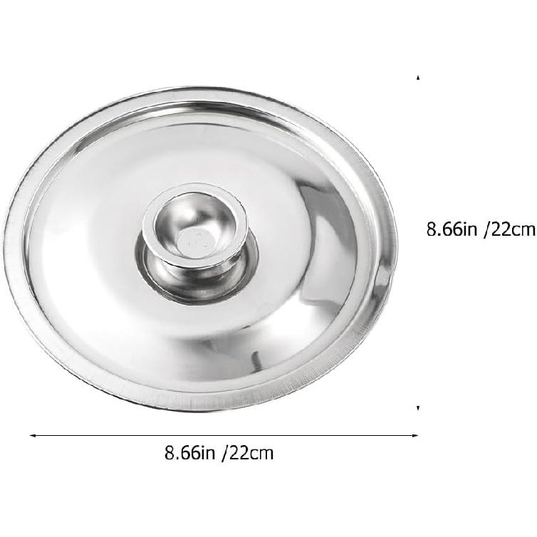 Milisten Stainless Steel Taste Cup Lid Mini Saucepan Lid Cookware Metal Seasoning Universal for Pots and Pans Universal Pot Stainless Steel 8 Inch