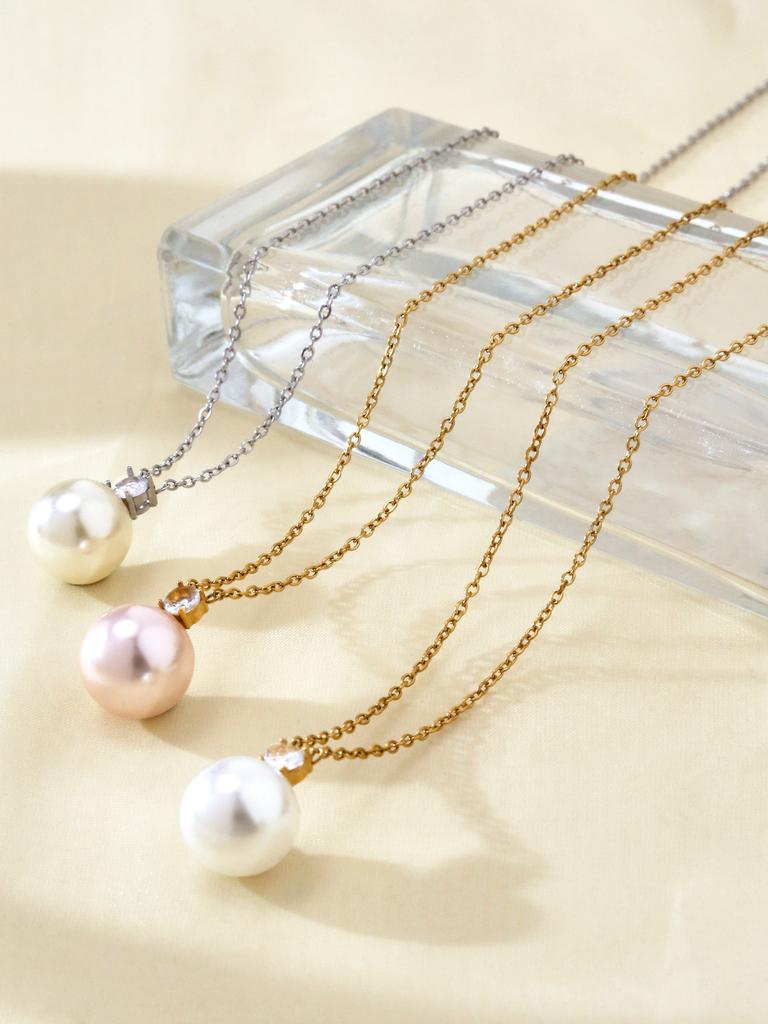 Elegant Fashion Light Luxury Retro High-Level Sense Of Stainless Steel 18K Gold-Plated Diamond Zircon Pendant Necklace Female