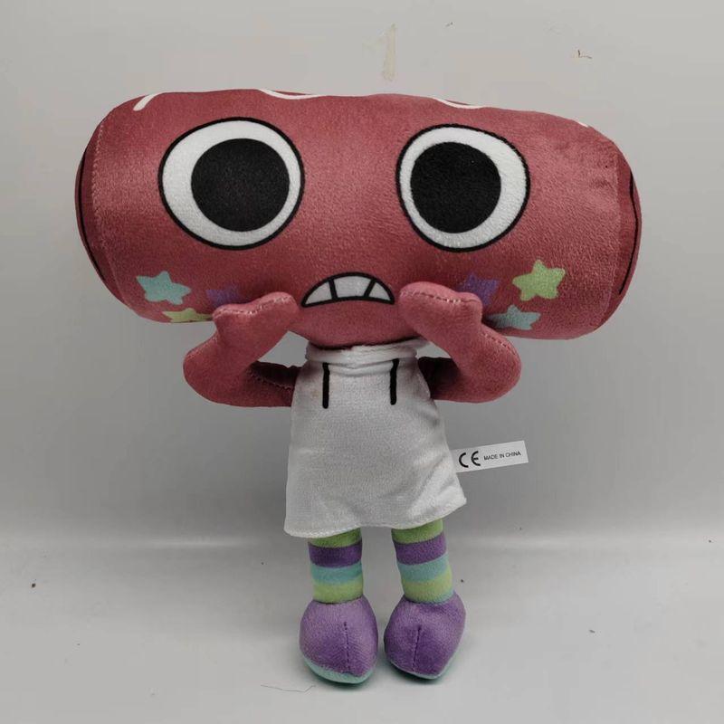 

In Stock Cross-Border New Dandy s World Dandy s World Surrounding the Game Plush Doll Cartoon Doll Wine Red Print face Send dolls Assemble toys]