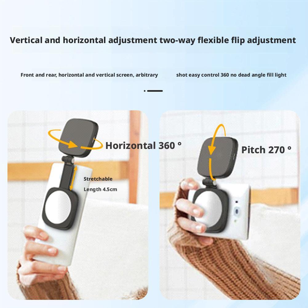 Mini Selfie Fill Light with Mirror Strong Magnetic Adsorption LED Video Photography Light Rechargeable for Smartphones Tablets