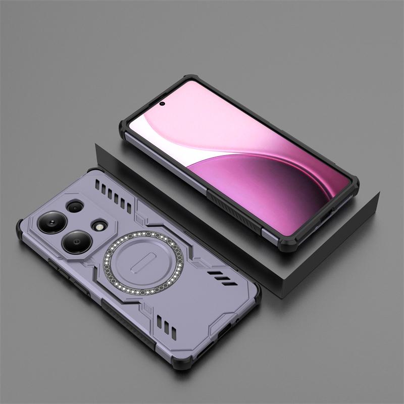 Armor Case For Xiaomi Poco M6 Pro 4G Magnetic Adsorption Wireless Charge Cover For Poco M6 Pro 4G Case For Poco M6 Pro 4G Case