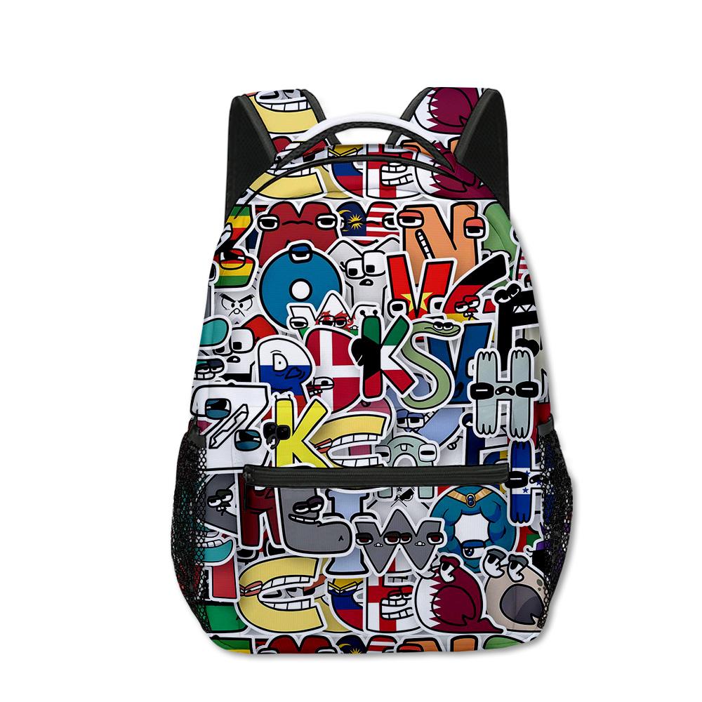 Harajuku Kpop Youthful School Bags Unisex Alphabet Lore Travel Bags 3D Print Oxford Waterproof Notebook Shoulder Backpacks