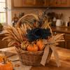 Dried Leaves Flower Stems Halloween Flowers Bouquet Decorations, Black Artificial with Pumpkin Rose Eucalyptus Maple Leaf Floral Centerpiece