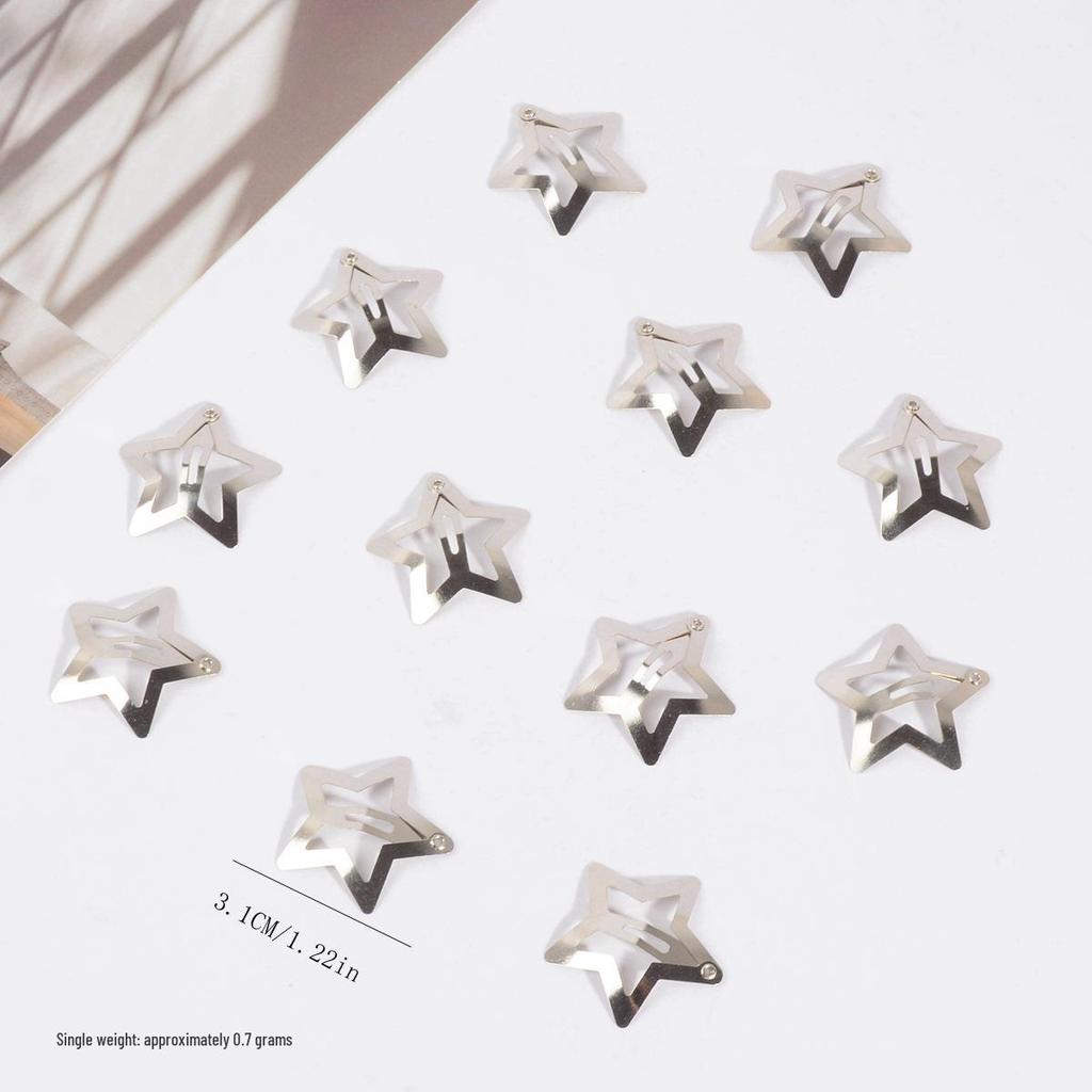 Y2K Spicy Girl Pentagram Silver Hair Clip - Versatile BB Clip Hair Accessory