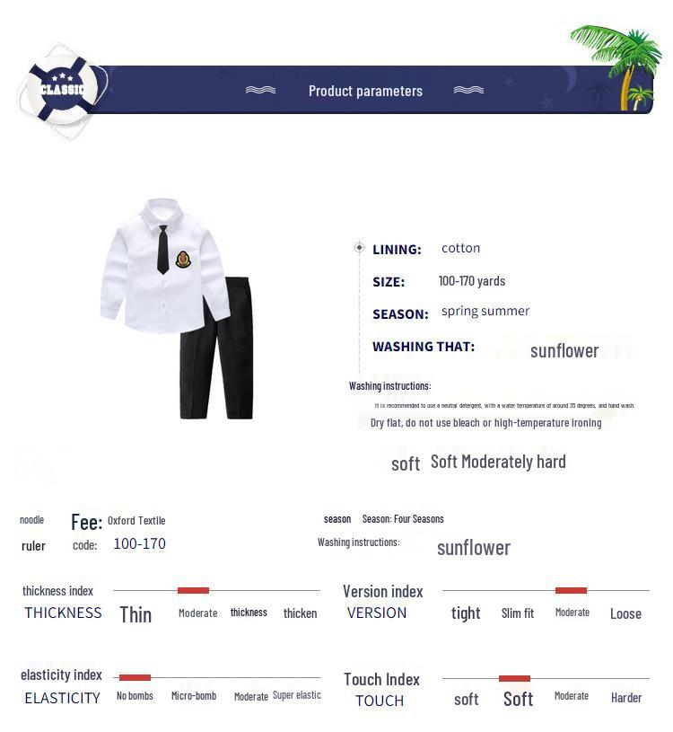Weißes Langarm-Schuluniform-Kostüm für Jungen – Vielseitige Performance-Kleidung für Veranstaltungen am 1. Juni