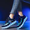 Children's runaway shoes Four-wheel LED light luminous shoes Shrinkable runaway shoes Sports student pulley shoes yo