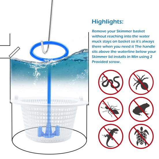 Skimmerkorbgriff Universal Schwimmbadfilterkorbgriff Skimmerkorbgriff und Haken zur Entfernung von Schmutz aus dem eingelassenen Pool