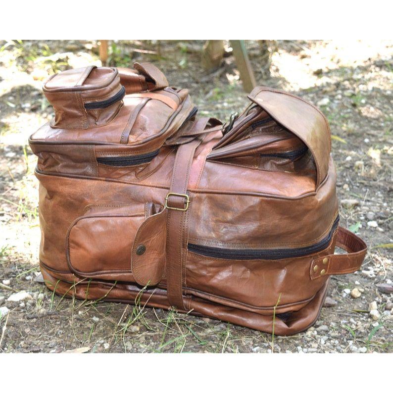 Brown Leather Backpack: Large Travel Laptop Rucksack