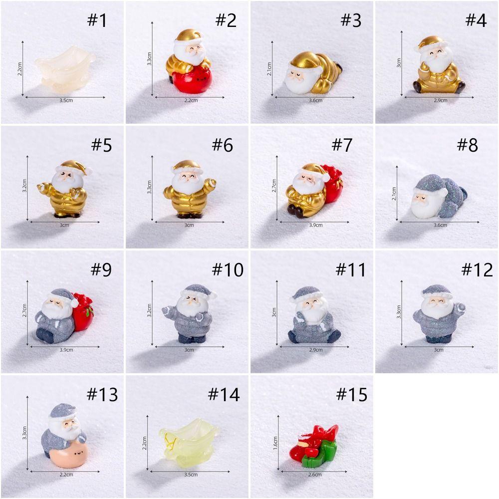 10pcs Cartoon Christmas Elderly Sled Figurine Cute DIY Mini Santa Claus Ornament Handmade Resin Crafts Santa Claus Statue