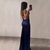 Fashion Sexy Backless Women Suspender Dress Elegant Ruffled Side Slit Loose Slim A-line Party Club Dresses Irregular Female Lace-up Pleated Clothing