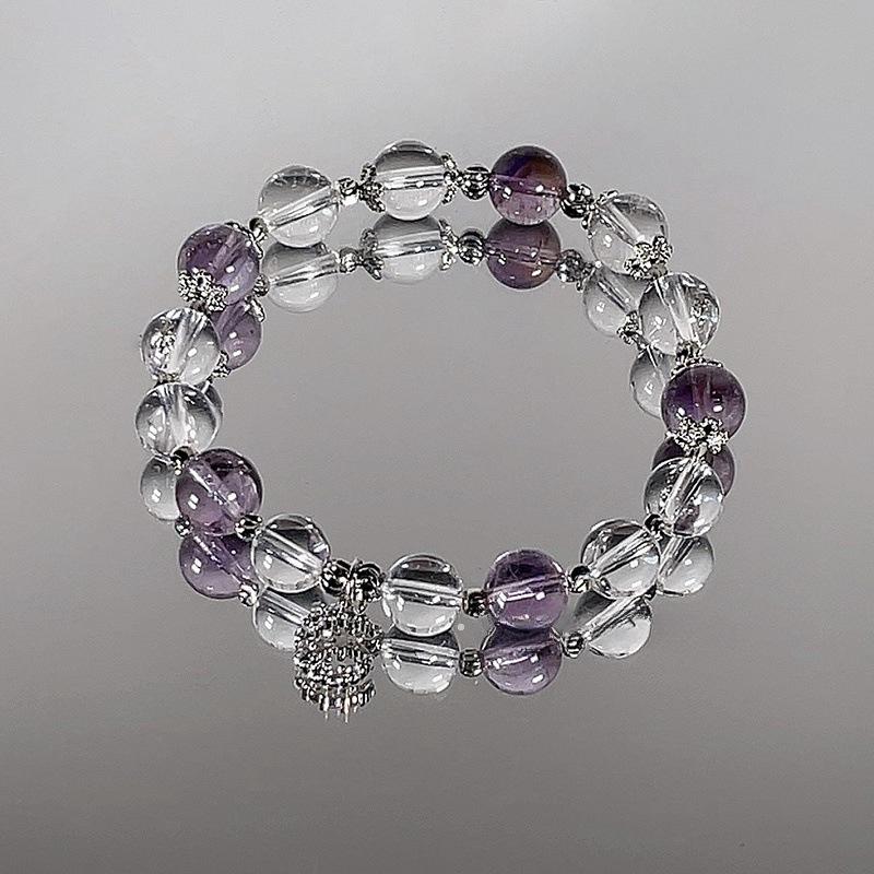 

Original niche design natural light amethyst moon lucky bracelet for women, white crystal bracelet for passing the postgraduate entrance exam, gift Light Purple（Without ch