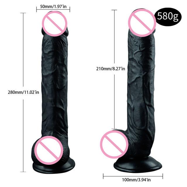 28*5CM Super Huge Black Dildos Realistic Anal Butt with Suction Cup Big Soft Penis Sex Toy For Women