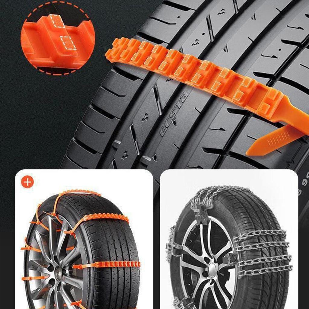 Car Snow Chains Anti Slip Tire Traction Cable 10 Pcs Zip Ties for Winter Snow Ice Emergency Kit SUV Truck Sedan Safe Driving